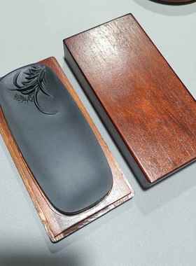 高档墨碟砚14*61.4cm歙砚黑龙潭木砚石天头然石砚台可*以选配盒