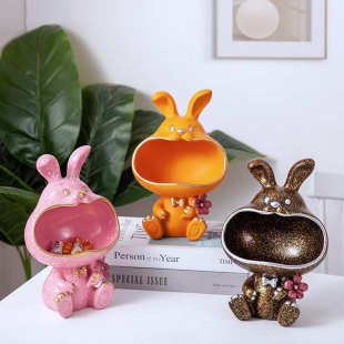 进门光茶几入户鞋柜嘴轻摆件兔玄大钥匙家居装饰客厅现代收纳奢放