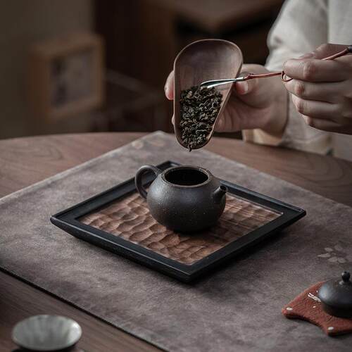 观岚胡桃木雕纹茶盘中式复古壶承干泡茶台茶托茶垫茶具茶道零配