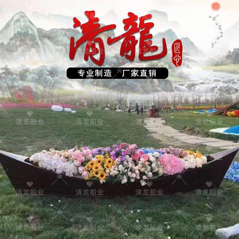 木船实木装饰船欧式帆船景观道具摆件打卡船