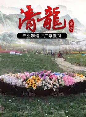 木船实木装饰船欧式帆船景观道具摆件打卡船