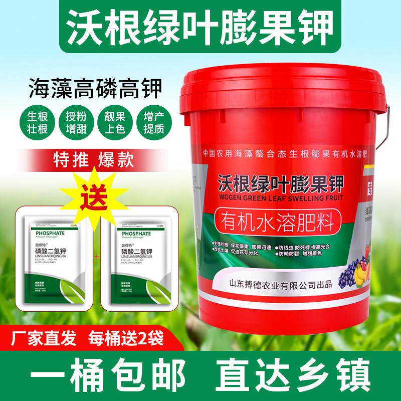 沃根绿叶膨果钾水溶肥桶装海藻高磷高钾冲施肥料瓜果蔬菜生根桶肥