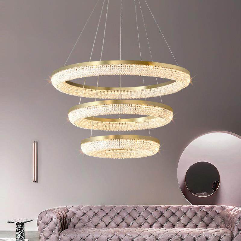 轻奢客厅吊灯现代简约复式楼别墅灯具创意水晶餐厅卧室灯led灯