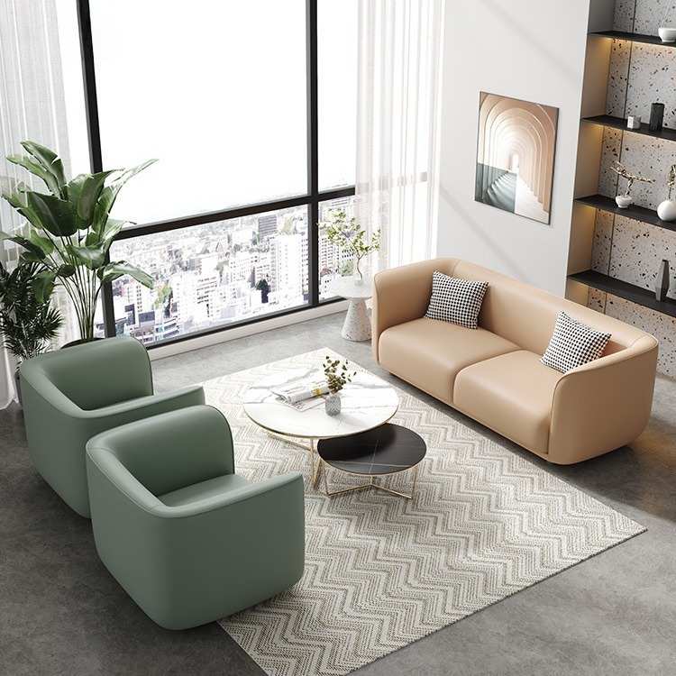 会客简约商务沙发沙发茶几位单洽谈室办公组合办公室休息接待三人