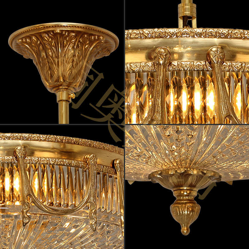 铜卧室水晶全 美式复古法式吸顶灯欧式奢华玄关过道圆形