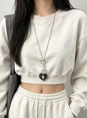 韩系心形星星吊坠项链女小众设计时尚气质毛衣链爆款颈链挂脖配饰