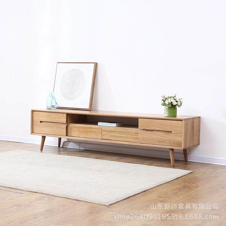 约现代纯实木视听柜橡木电视柜视客厅推拉简门地创诗云电视意柜西