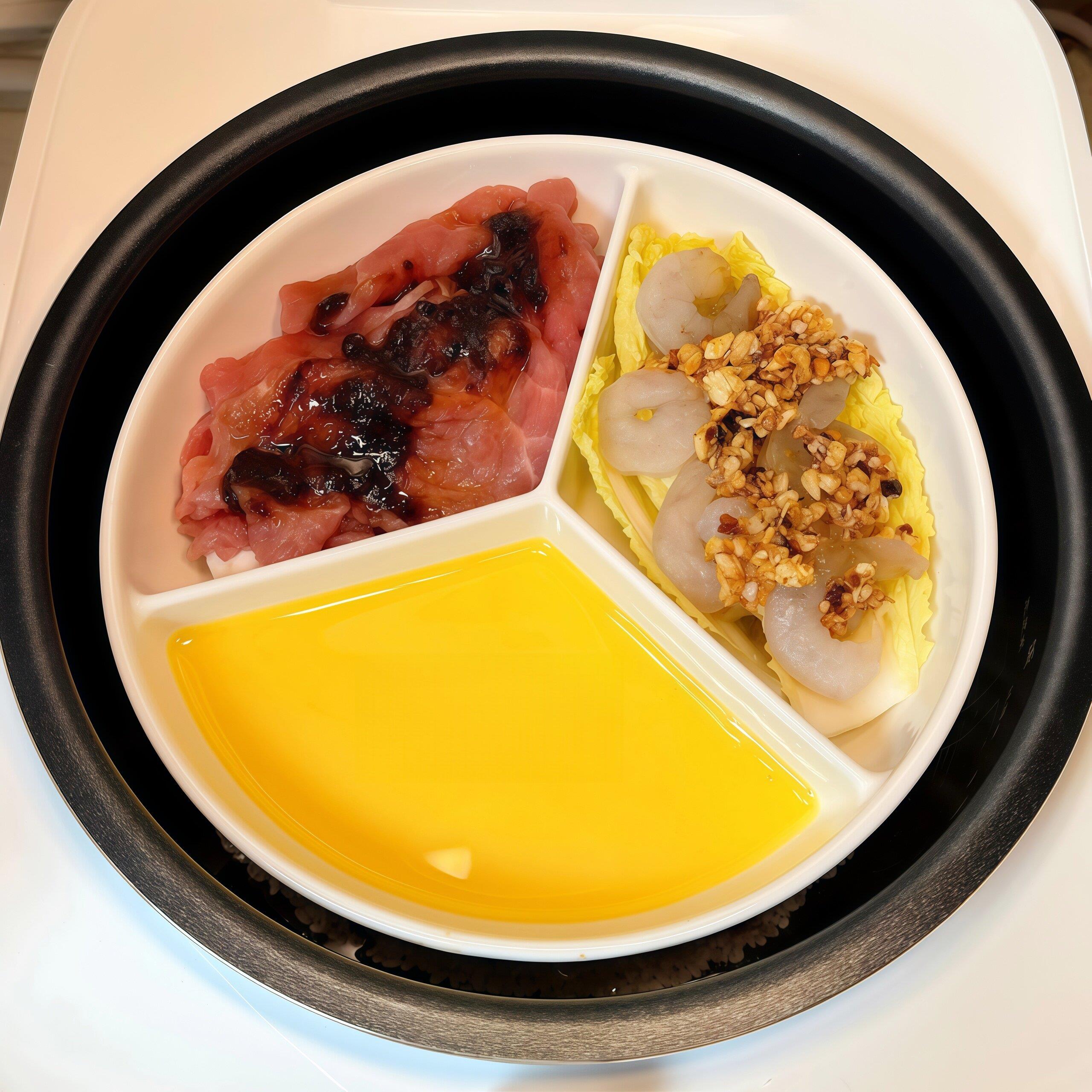 早餐一锅出|陶瓷分格盘多格蒸菜备菜配菜盘懒人家用电饭煲内蒸笼