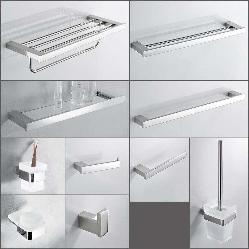 浴室毛巾架卫生间304不锈钢浴巾架亮光加厚置物架壁挂式毛巾挂架