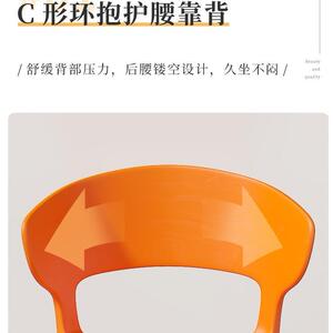 厂家直供加厚家用餐桌椅餐椅靠背椅北欧胶凳子久坐塑料牛角椅