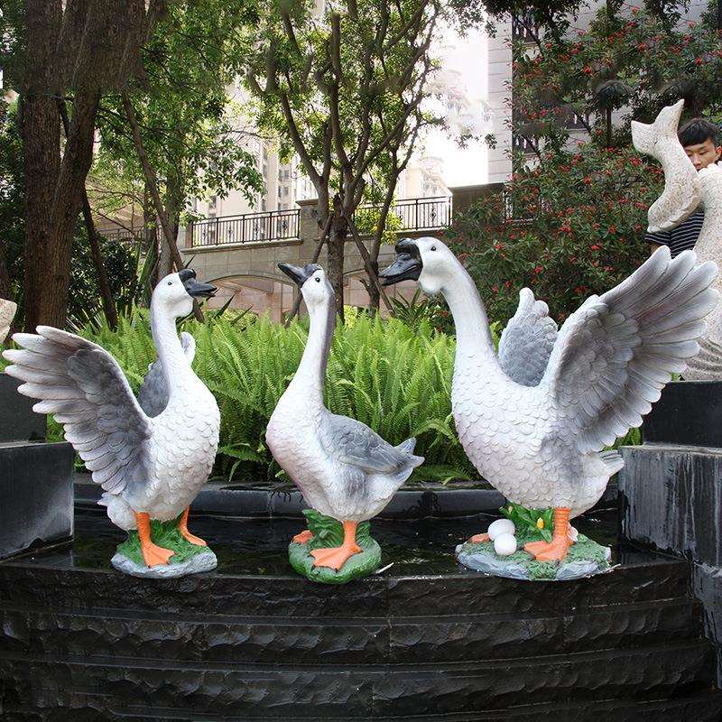 大白鹅摆件户外园林景观雕塑玻璃钢动物摆设花园别墅庭院装饰室外