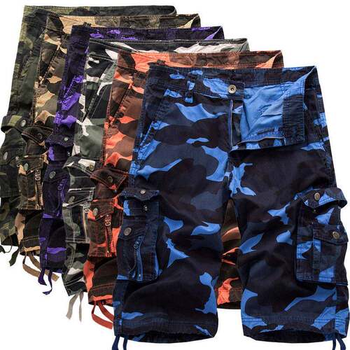 large-size cargo shorts loose fit multi-color camouflage