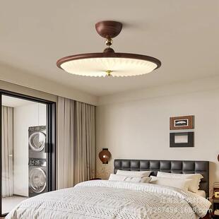 中古风主卧百褶吸顶灯吊灯胡桃木纹新中式 房间灯设计师餐厅灯