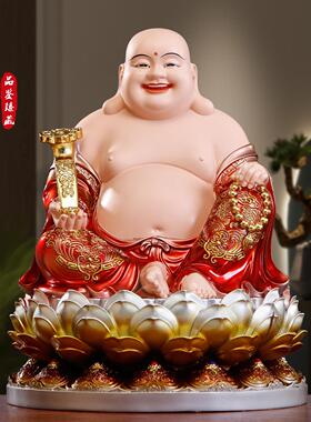 树脂全莲弥勒佛菩萨铜彩大肚笑佛供奉招财摆件开心弥勒佛像全堂佛