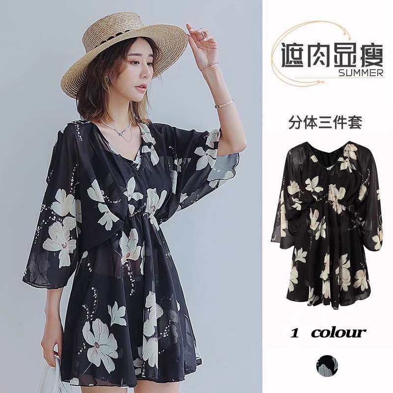 大码泳衣遮肉三件套女士胖mm2024新款爆款遮肚子分体带罩衫泡温泉