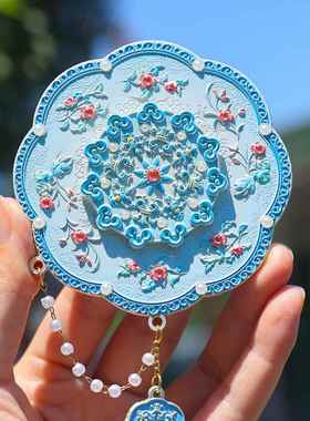 金属文创手持化妆镜北京鼓楼景点博物馆旅游纪念品便携随身镜