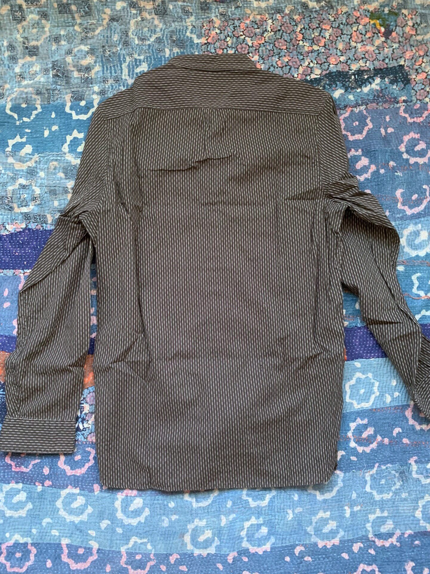 RRL Dark Brown Striped Workwear Shirt — front