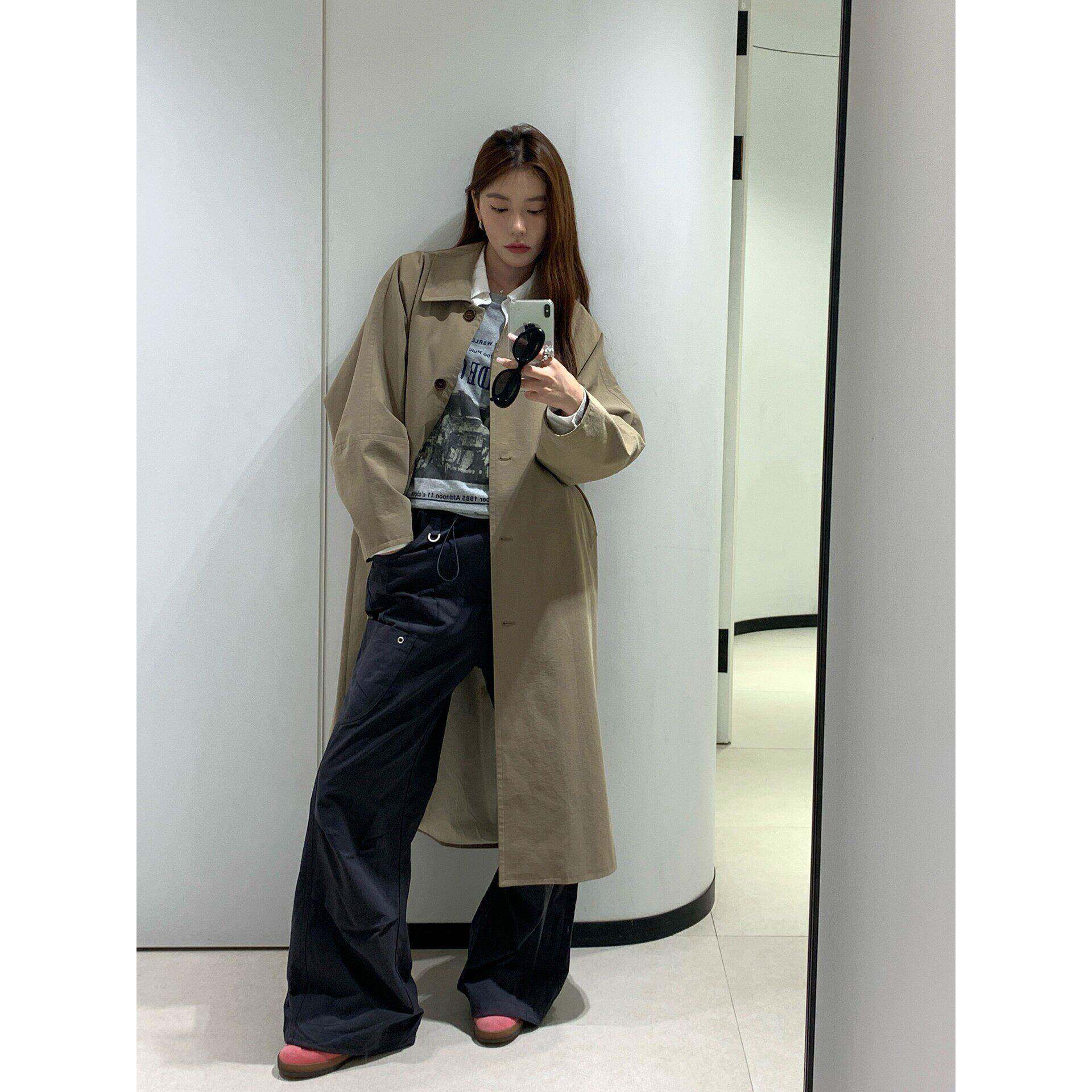 Coex Mall 首尔 ◆巴黎画报~韩国春季卡其色风衣女中长款外套廓形
