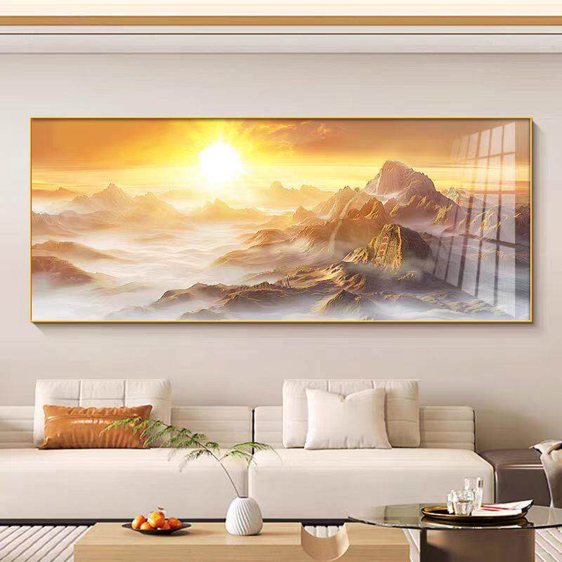 泰山日出图挂画客厅沙发背景墙装饰画2026新款高级感日照金山壁画