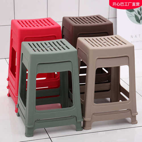 加厚板凳方凳防滑凳高叠放餐桌10个条纹凳可家用装塑料凳熟凳子