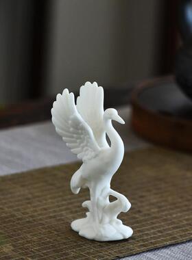 陶瓷仙鹤丹顶鹤盆景微景观造景小摆件客厅书房装饰工艺礼品摆饰桌