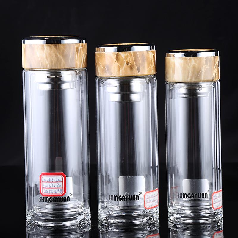 创意双层高硼硅保温玻璃杯便携户外水杯水瓶礼品现货厂家