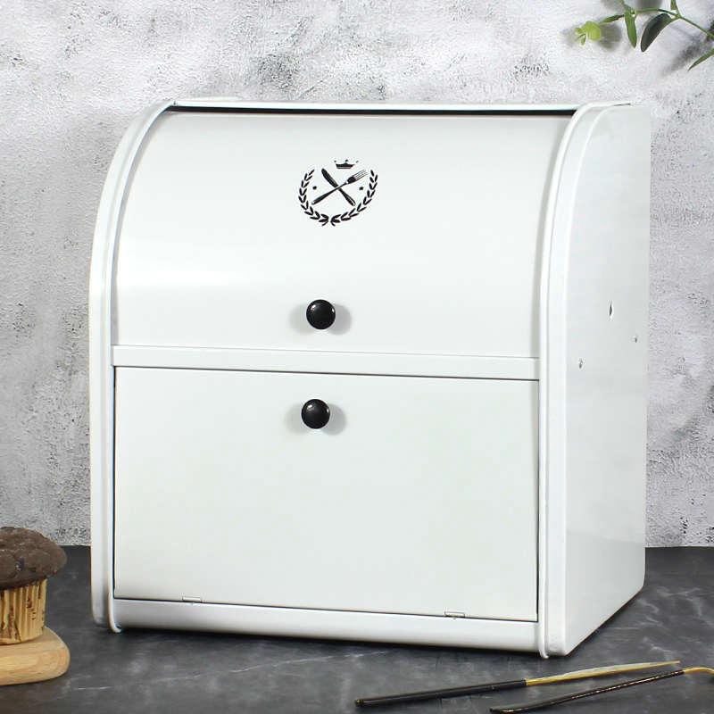 化妆品口罩收纳盒桌面防尘复古杂物置物架铁艺双层入户玄关收纳盒