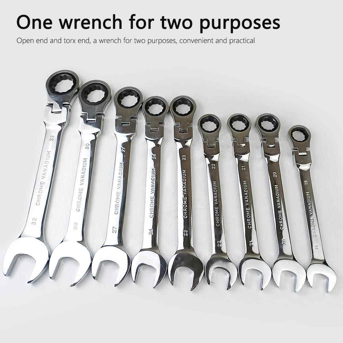 22Pcs两用摇头棘轮扳手组合专业汽修扳手便于携带使用方便