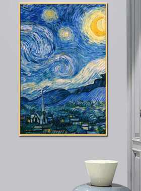 客厅装饰挂画梵高星空油画餐厅壁画沙发背景墙世界名画玄关向日葵