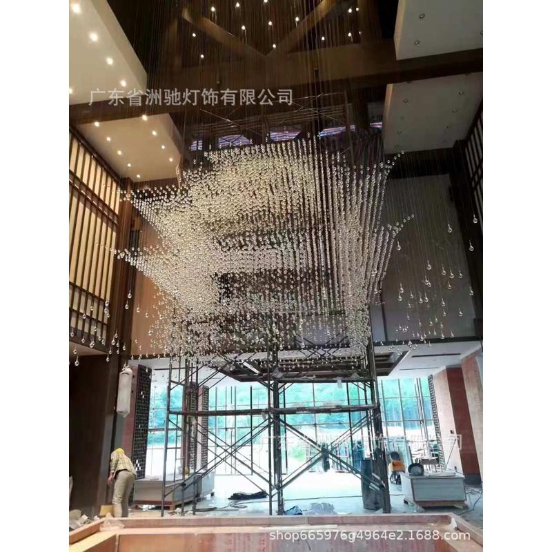 酒店大堂工程定制水晶灯创意个性售楼部沙盘别墅客厅石头玻璃吊灯