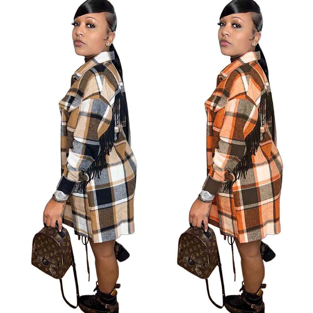 commuting temperament coat breasted double pattern plaid