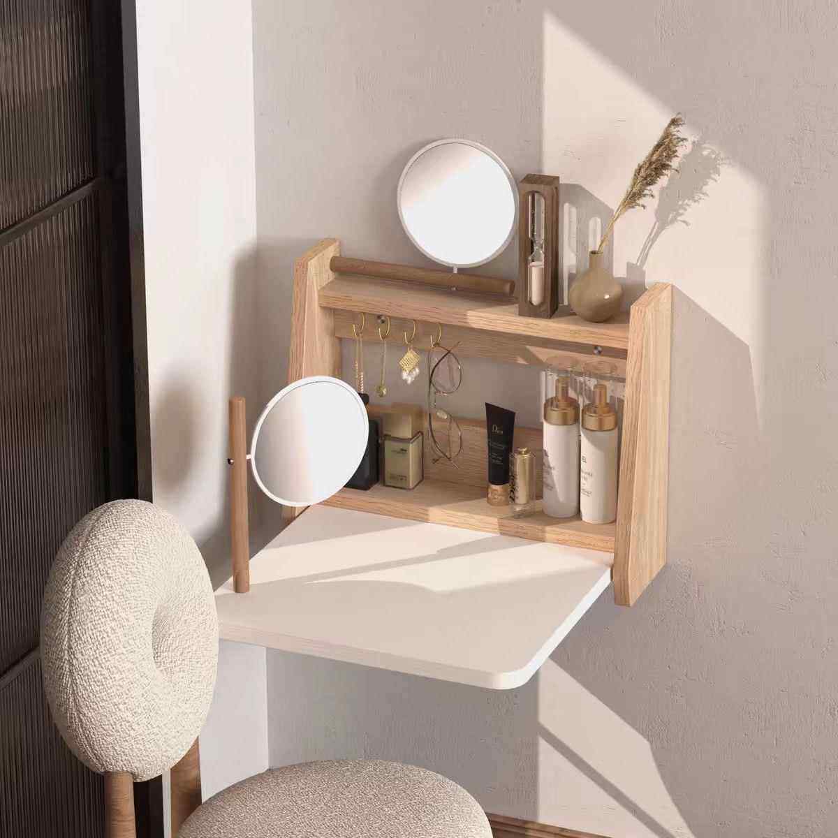 梳妆小尺寸折叠桌挂墙式化妆台583台收纳多功能化妆桌空梳妆台壁