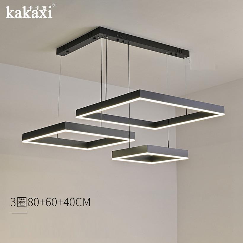 LED客厅吊灯现代北欧简约大气餐厅铝材灯具2026新款极简方形吊灯