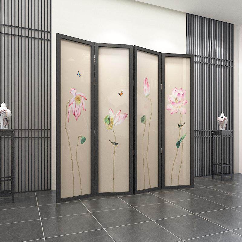 新中式复古古典屏风荷隔客厅移动入户可折叠遮98951445挡茶折断室