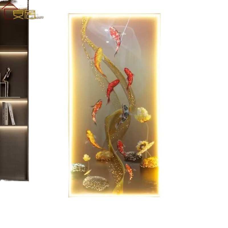 hot玄关带灯装饰画晶瓷镶钻LED灯光画入户走廊客厅挂画语音智能壁图片