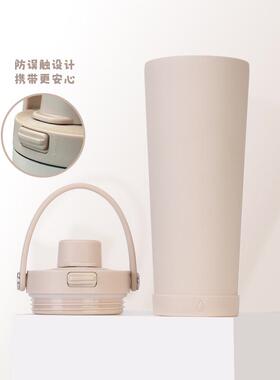 2026新款跨境830ml陶瓷涂层不锈钢吸管杯可吸珍珠便携弹跳保温杯