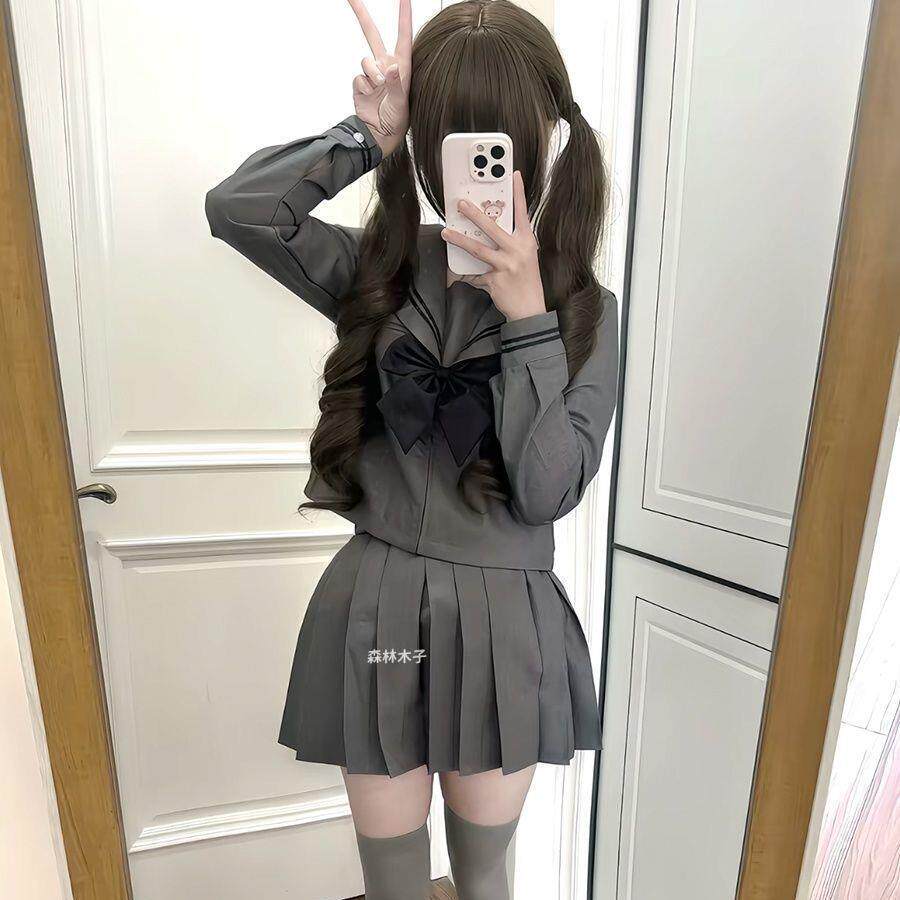 风吹麦香jk秋JK制服新款灰二本水手服长袖短袖基础款学院风穿搭百