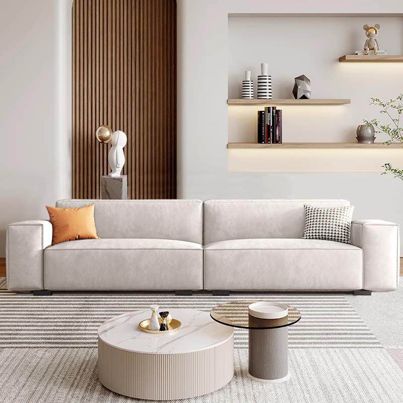 奶油风布艺沙发客厅2026新款小户型简约现代直排科技布豆腐块沙发