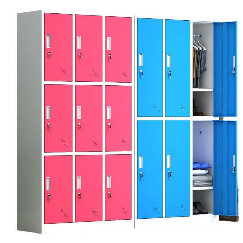 彩色更衣柜铁皮柜健身房彩色储物柜浴室换衣柜存包柜感应锁储物柜