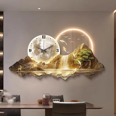 日金20250805山带钟表挂墙餐厅装饰画照创意钟饭厅桌时挂钟轻奢客