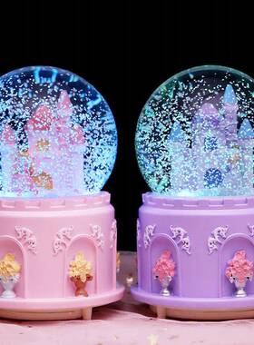 面公主城堡水球音乐少女心女SJQ生桌盒装饰摆件生日晶礼物精品店