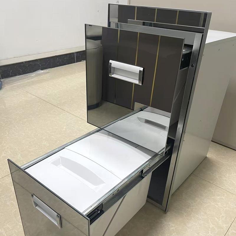 嵌入式储米箱304不锈钢厨房橱柜米桶米柜拉篮家用防虫防潮米缸定