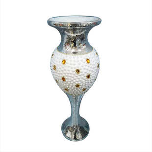 金色细玻璃水晶玻璃钢落地大花瓶花器干花插花摆件客厅酒店装 饰品