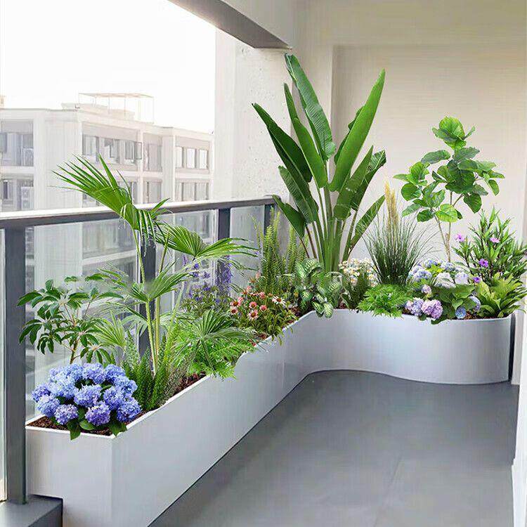 不锈钢花箱园庭台院简约80时尚品种植箱成阳花箱花布置造景弧形花