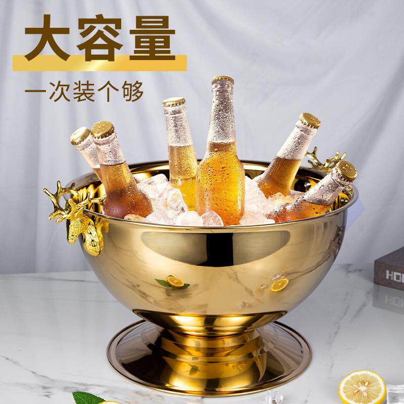 大号不锈钢香槟盆冰粒桶酒店酒吧ktv啤酒饮料红酒冰镇冷却器