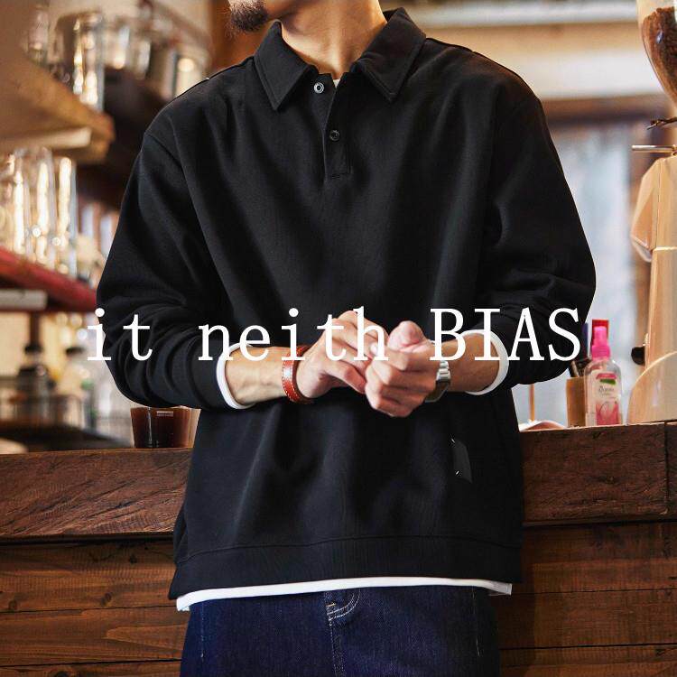 it neith BIAS假两件polo领黑色加绒长袖卫衣男2026春秋休闲上衣