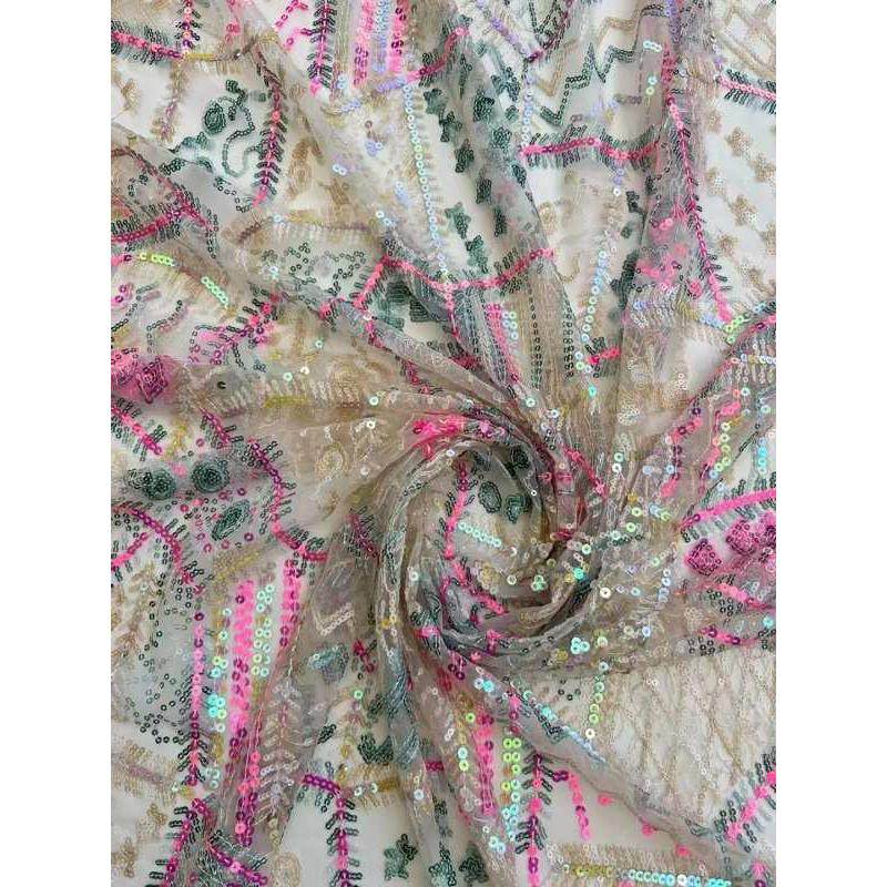 亮片格重工花纱蕾丝面料刺绣布料 花边厂家直销新款 网图珠绣绣花