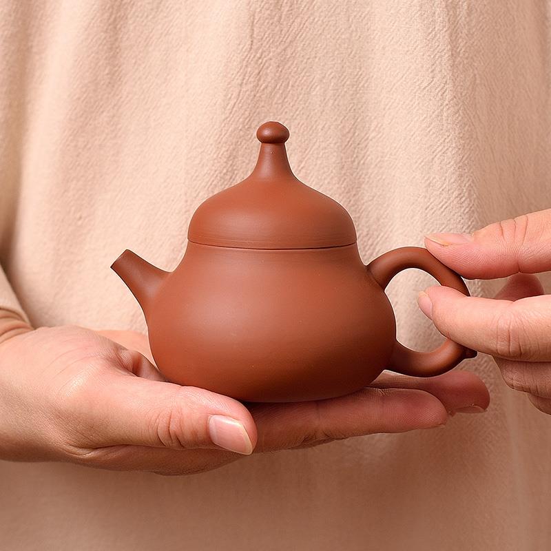 潮州手拉朱泥壶泡茶冲茶器福记纯手工紫砂茶壶家用功夫茶具小品壶