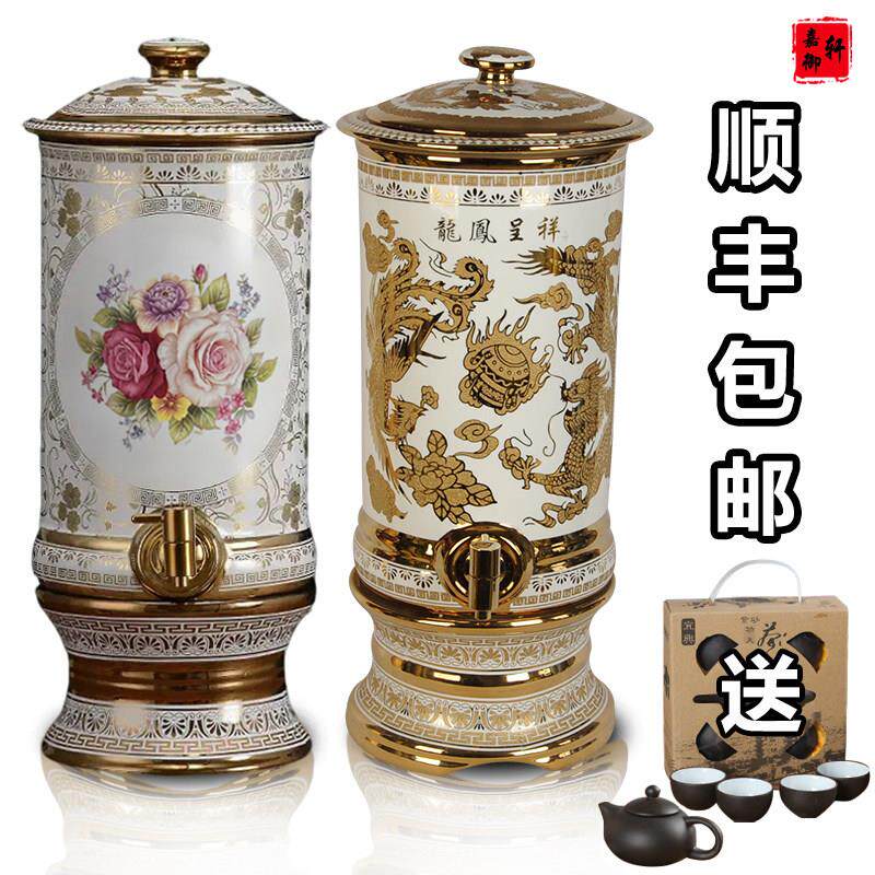 陶瓷水缸带龙头陶瓷净水器大号储水罐家用带过滤芯水桶泡茶饮水机