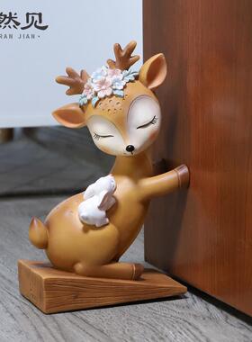 悠然见卡通动物鹿摆件树脂工艺品家居房间门档书房桌面装饰品书档